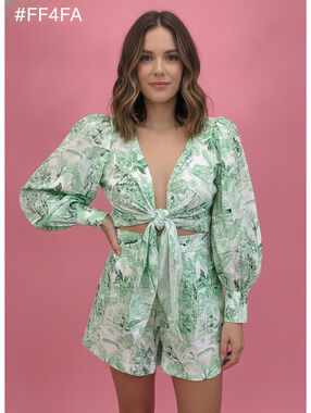 Deftduck Glamaker Women's Green Botanical Print Two-Piece Set -